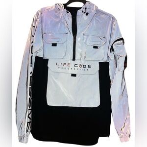 Life Code Jacket Utility Pullover Windbreaker - Silver (REFLECTIVE)